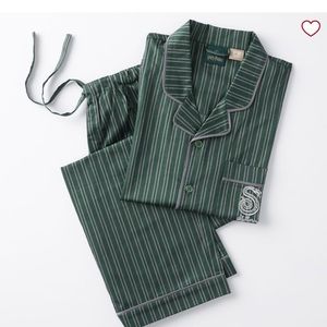 Pottery Barn slytherin Green Striped Pajama Set